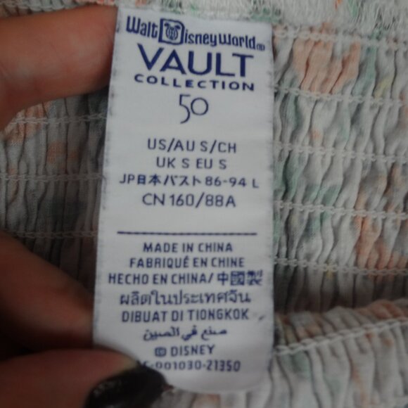 DISNEY PARKS VAULT 50 YRS ORANGE BIRD SMOCKED RUFFLED SMALL WOMENS T-SHIRT L185 - Picture 5 of 5